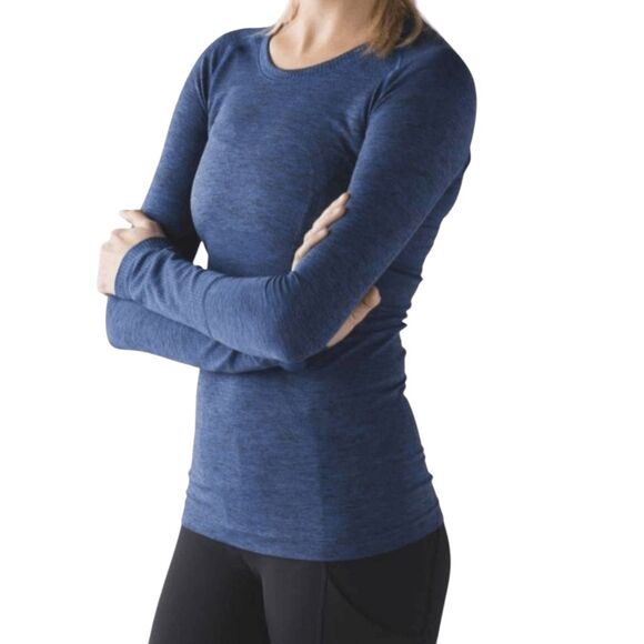 LULULEMON ATHLETICA Swiftly Tech Long Sleeve in Heathered Blue Size 8 - Picture 1 of 4